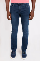 CALÇA JEANS SLIM STONE AZUL