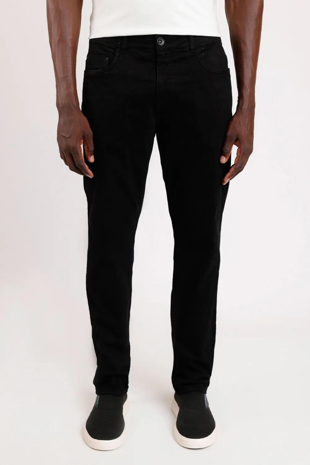 CALÇA JEANS SLIM MOLETOM COLOR PRETO