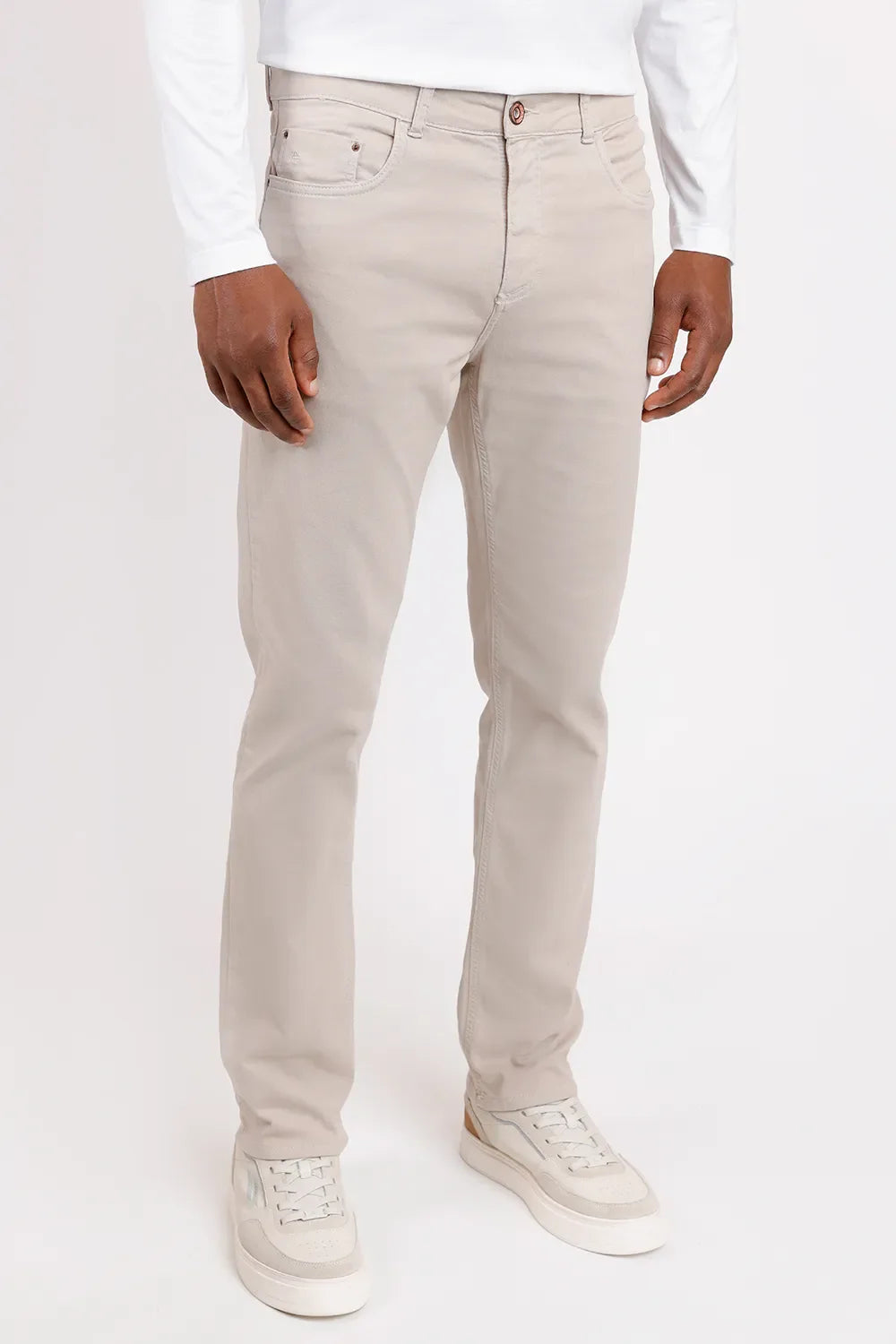 CALÇA JEANS SLIM MOLETOM COLOR CÁQUI