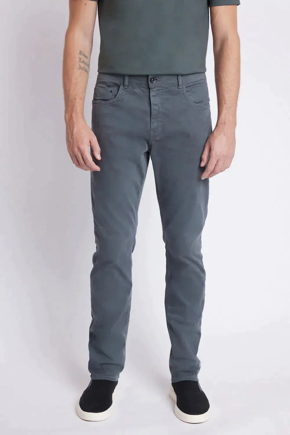 CALÇA JEANS SLIM MOLETOM COLOR CHUMBO
