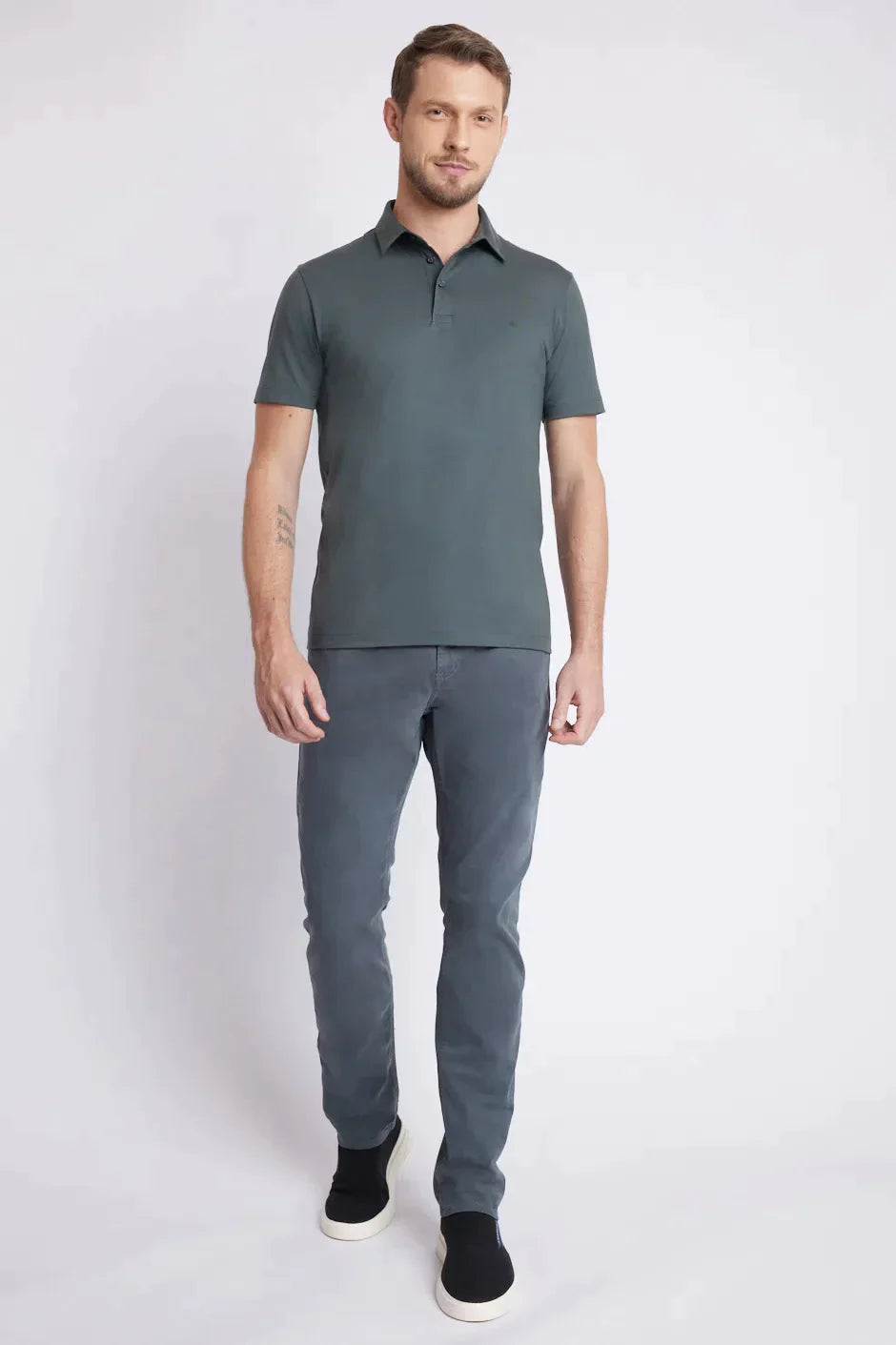 CALÇA JEANS SLIM MOLETOM COLOR CHUMBO