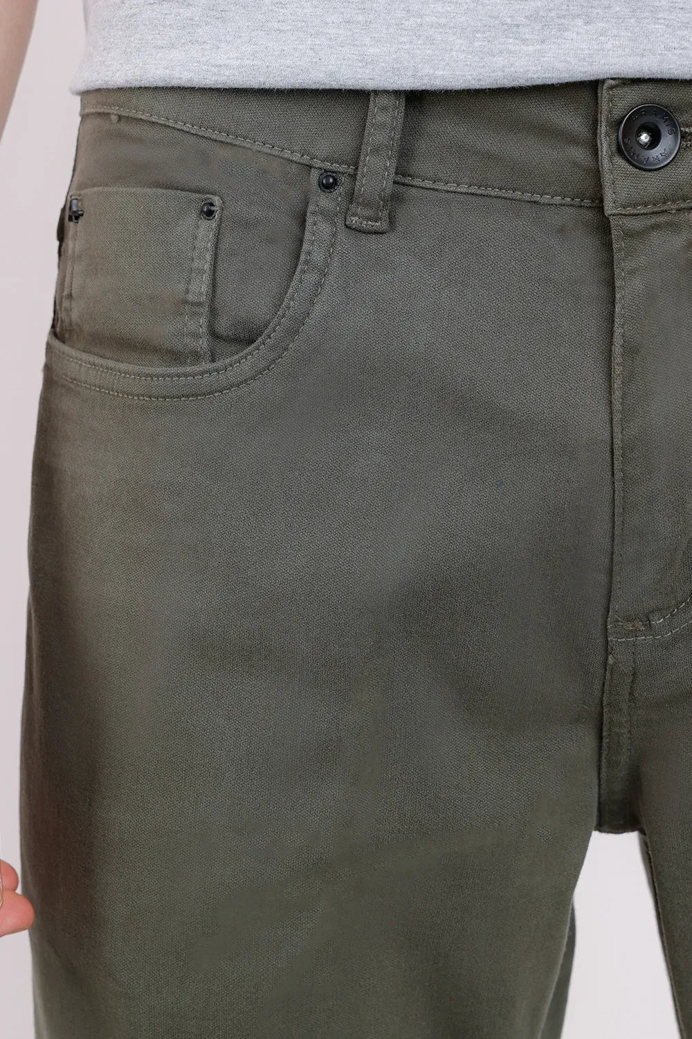 CALÇA JEANS SLIM MOLETOM COLOR VERDE MILITAR