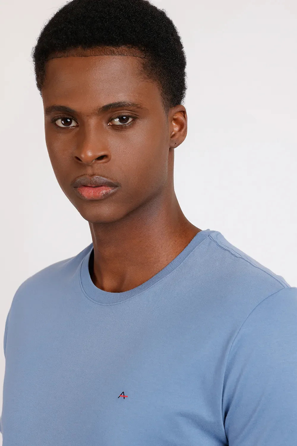 CAMISETA MANGA CURTA BORDADO AZUL CLARO