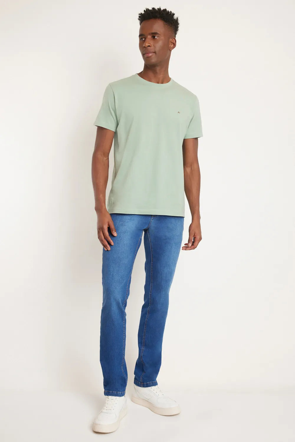 CAMISETA MANGA CURTA BORDADO VERDE AGUA