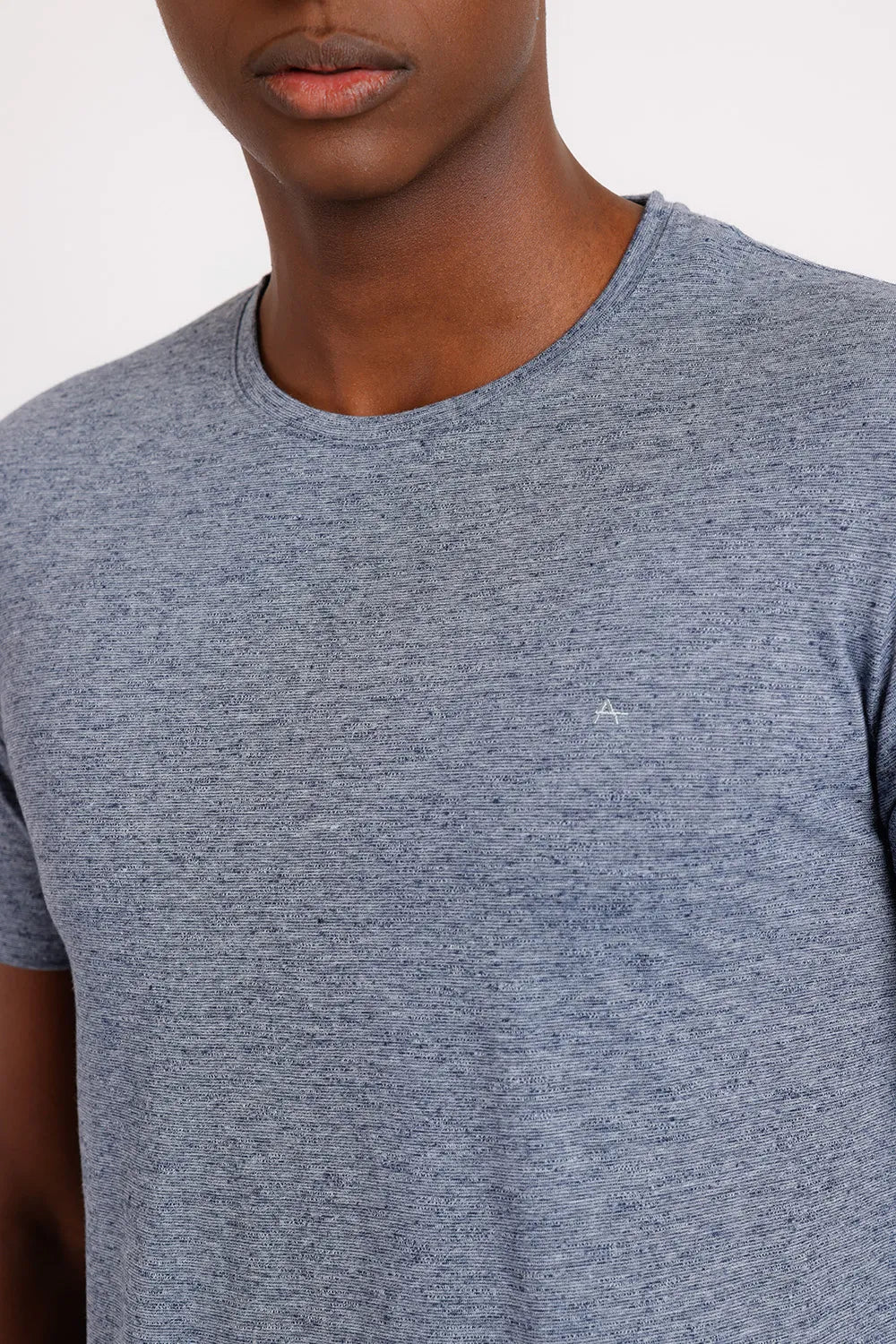 CAMISETA MANGA CURTA MALHA LISTRADINHA MARINHO