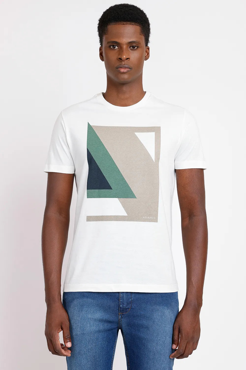 CAMISETA MANGA CURTA ESTAMPA GEOMÉTRICA OFF WHITE