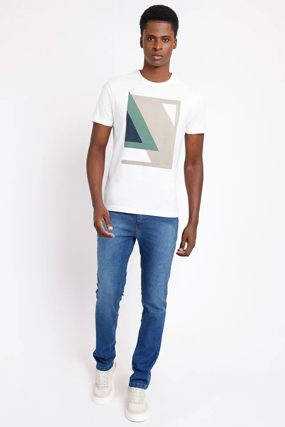 CAMISETA MANGA CURTA ESTAMPA GEOMÉTRICA OFF WHITE