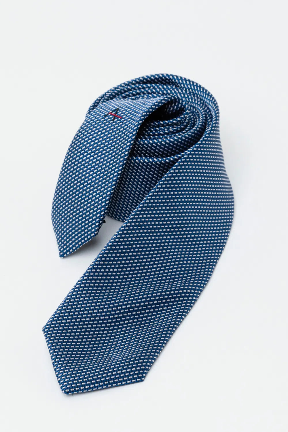 GRAVATA JACQUARD SEDA PONTOS COLOR AZUL COM BRANCO