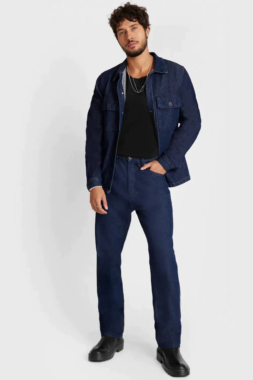 JAQUETA OVERSHIRT RAW DENIM AZUL ESCURO