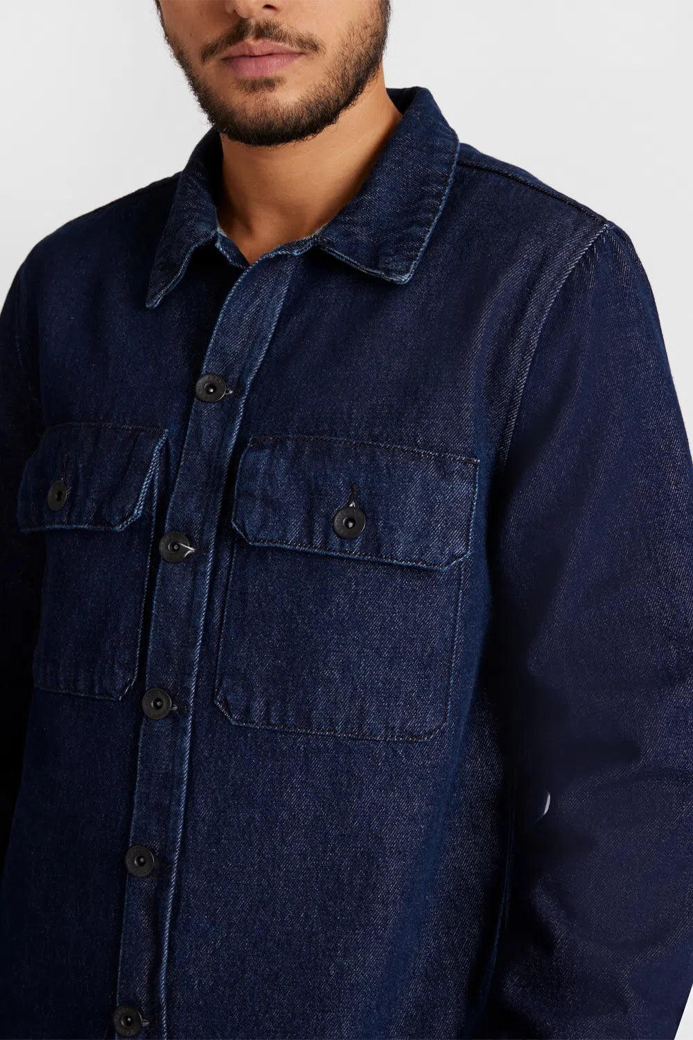 JAQUETA OVERSHIRT RAW DENIM AZUL ESCURO