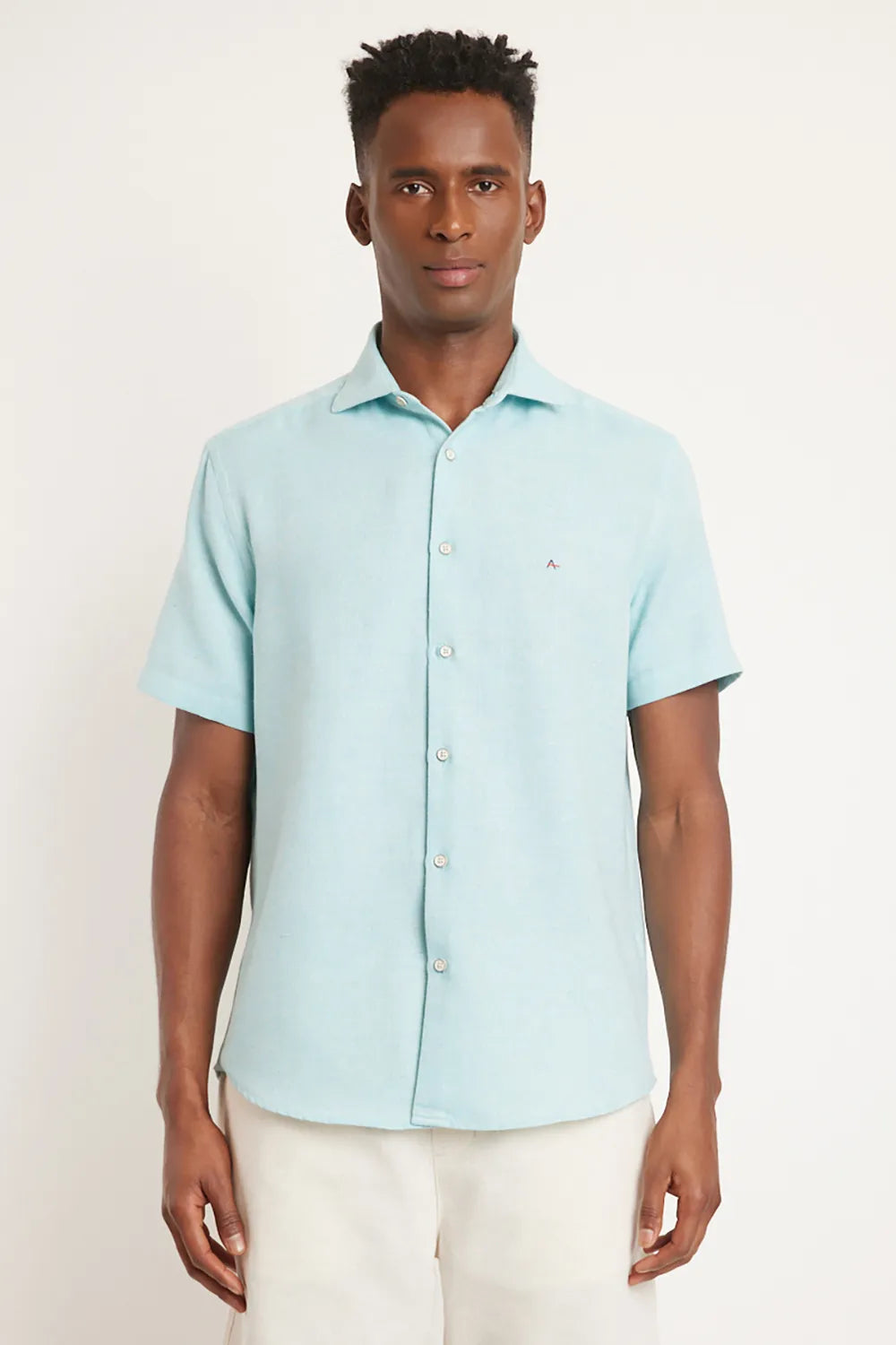 CAMISA REGULAR MAQUINETADO RÚSTICO VERDE AGUA