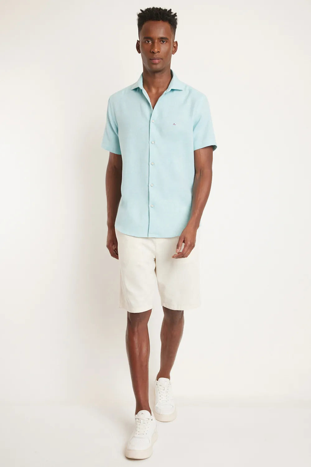 CAMISA REGULAR MAQUINETADO RÚSTICO VERDE AGUA