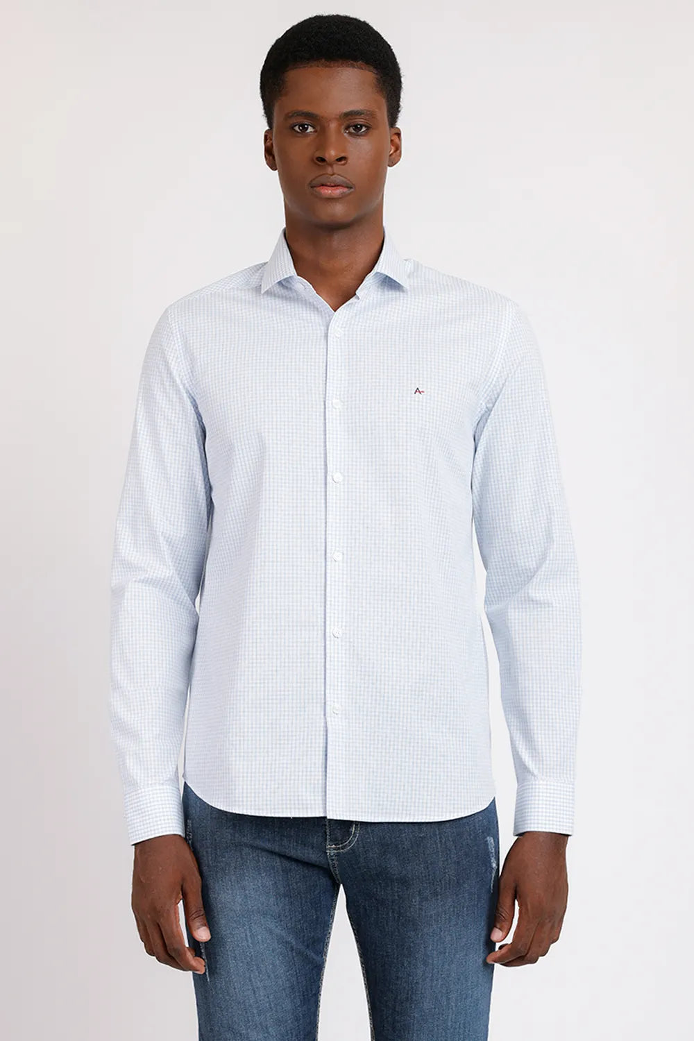 CAMISA REGULAR TRICOLINE XADREZ AZUL CLARO