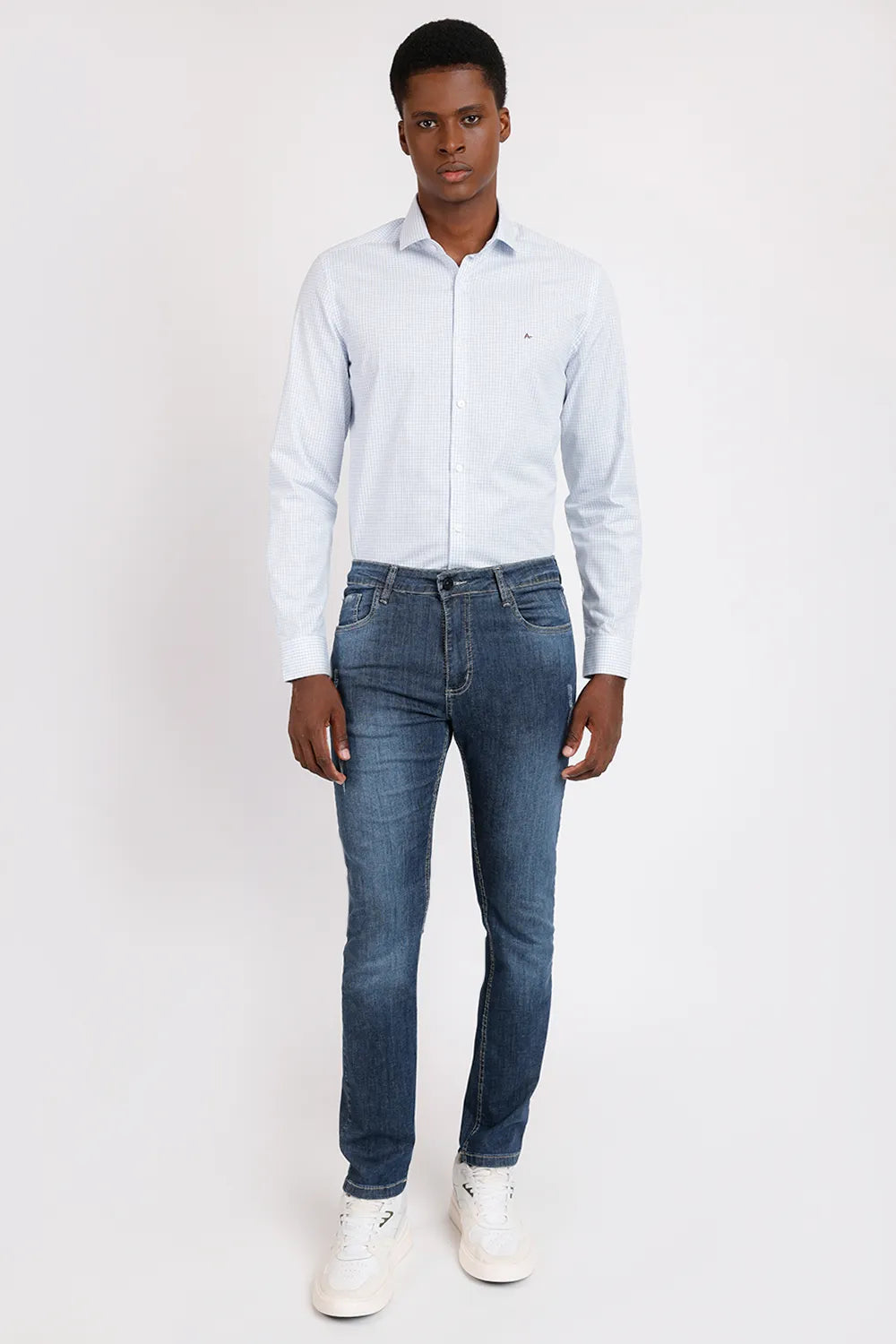 CAMISA REGULAR TRICOLINE XADREZ AZUL CLARO