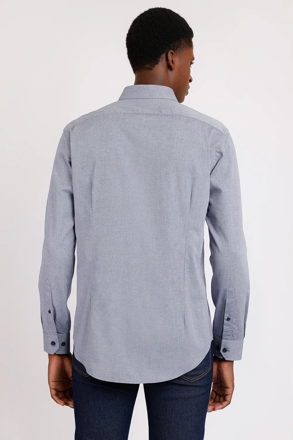 CAMISA SLIM TRICOLINE MAQUINETADO FIO 50 AZUL