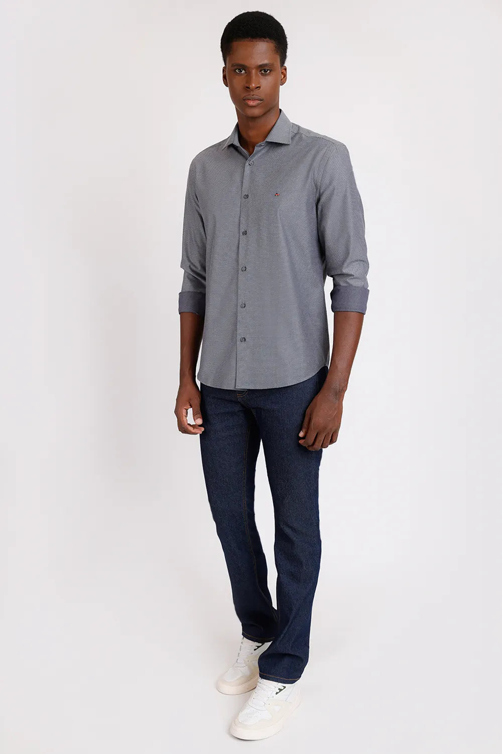 CAMISA SLIM TRICOLINE MAQUINETADO FIO 50 CHUMBO