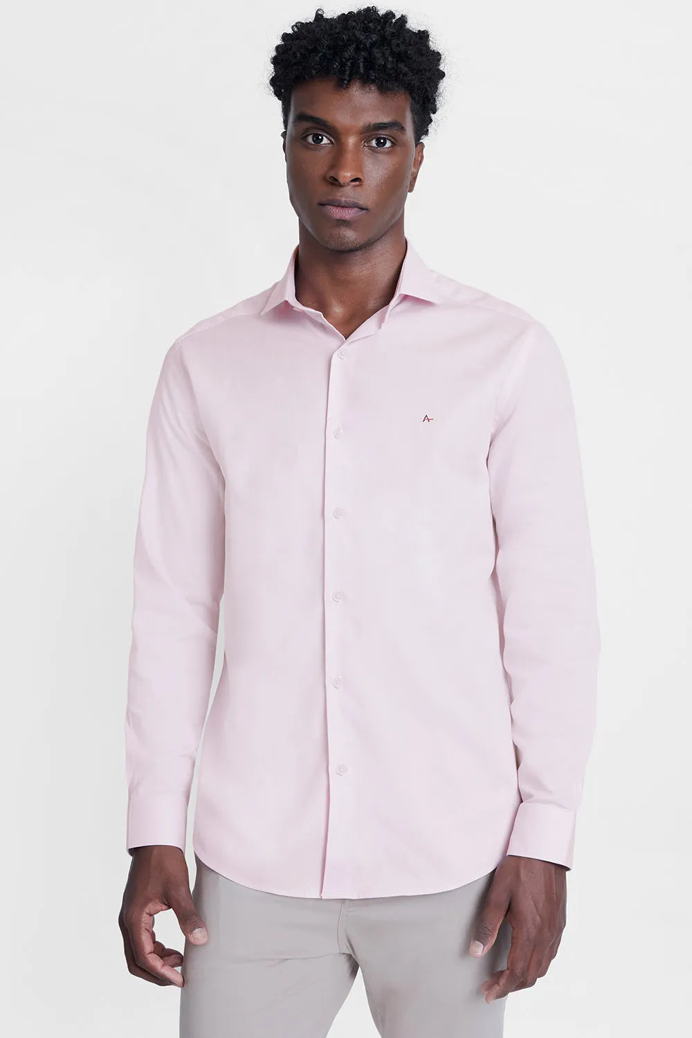 CAMISA REGULAR TRICOLINE MAQUINETADO FIO 40 ROSA
