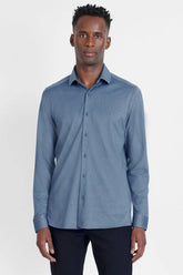 CAMISA MANGA LONGA SLIM EM MALHA GOLD AZUL