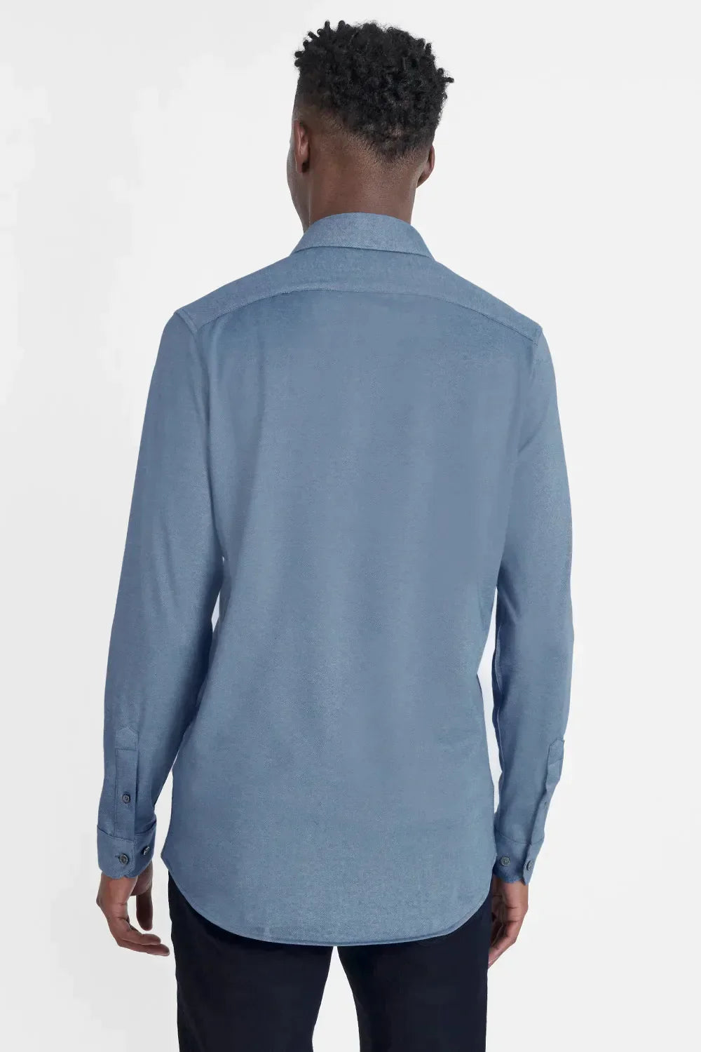 CAMISA MANGA LONGA SLIM EM MALHA GOLD AZUL