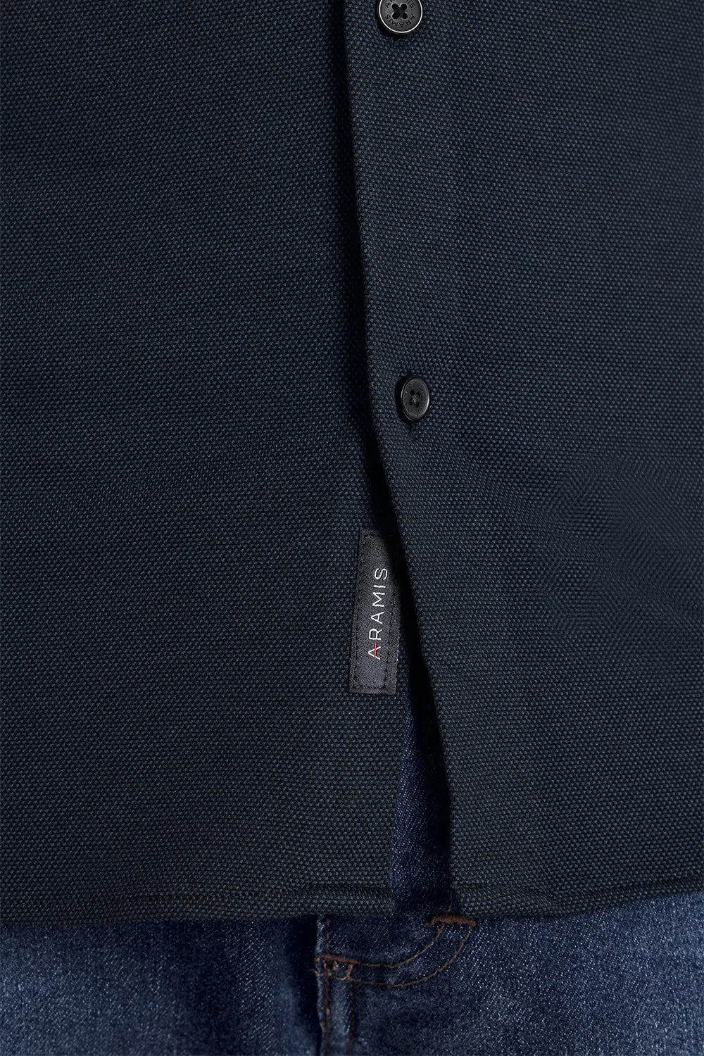 CAMISA MANGA LONGA SLIM EM MALHA QUADRICULADA MARINHO