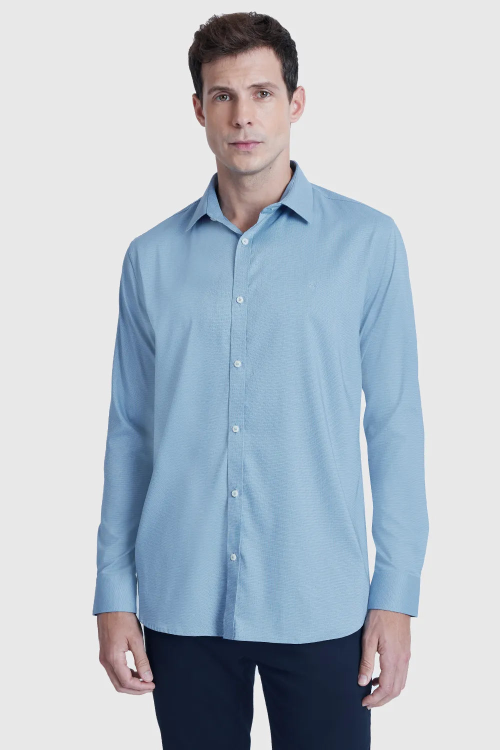 CAMISA MANGA LONGA COSMO SLIM OXFORD STRETCH AZUL