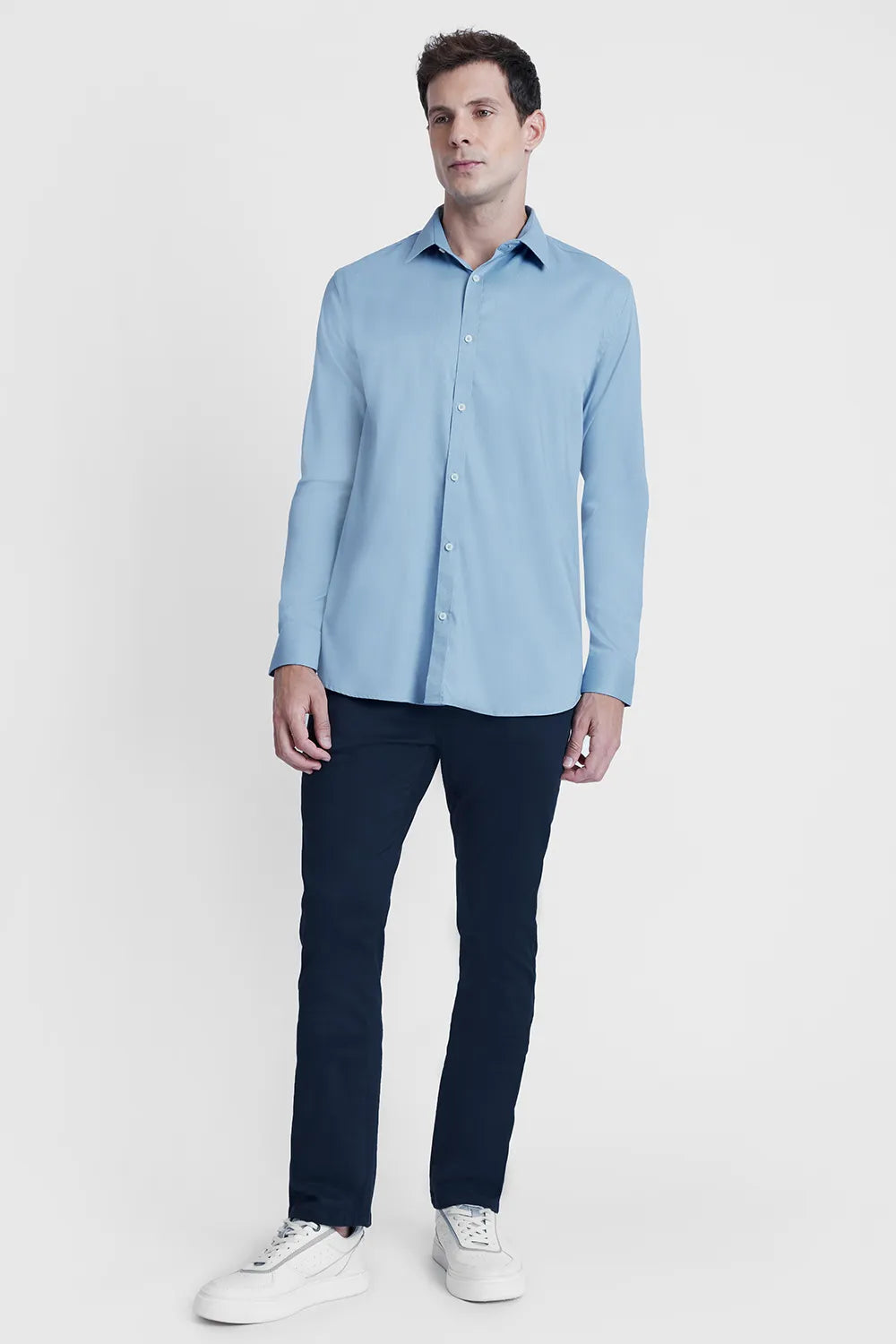CAMISA MANGA LONGA COSMO SLIM OXFORD STRETCH AZUL