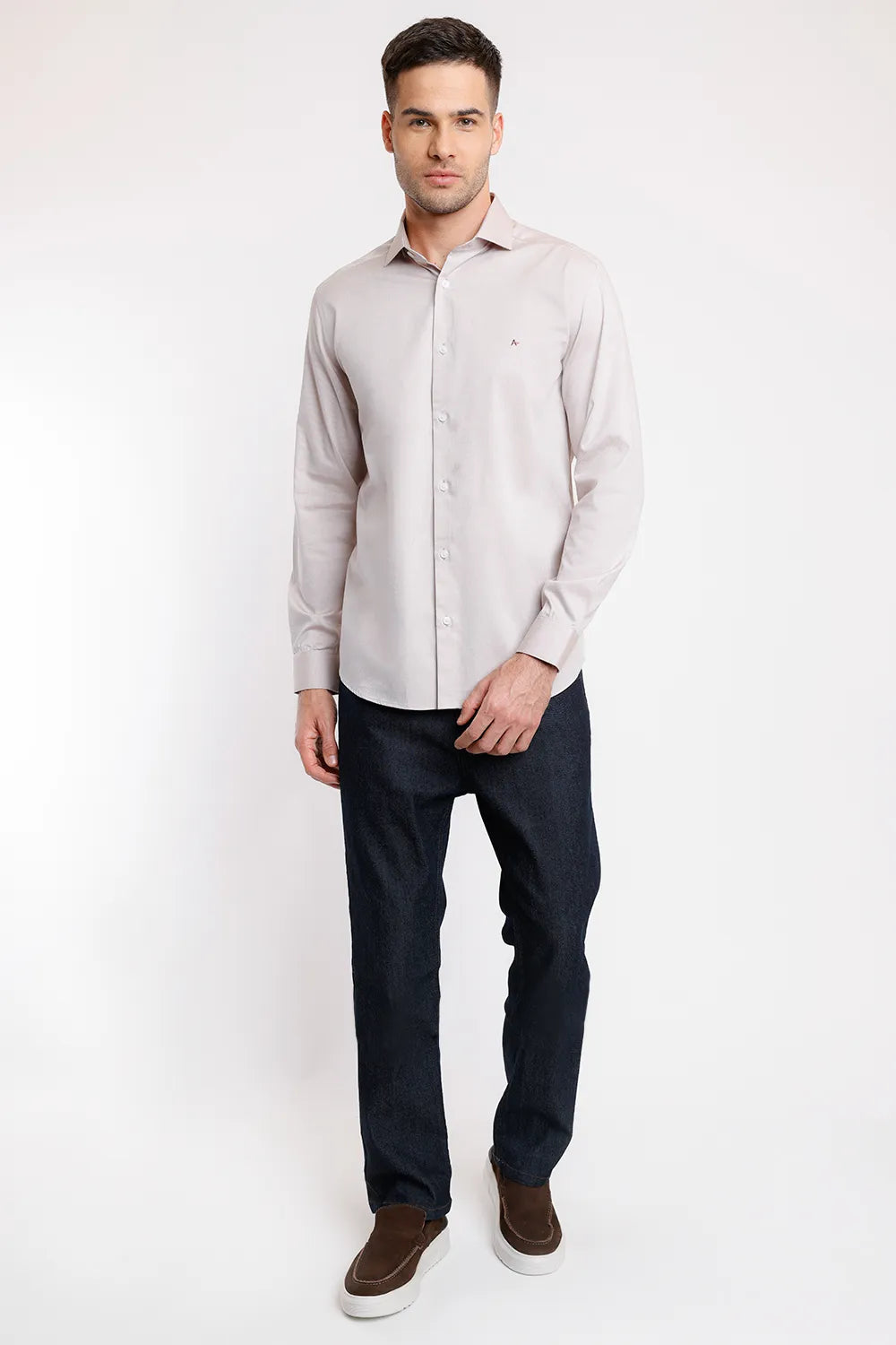 CAMISA REGULAR TRICOLINE PINPOINT CAQUI