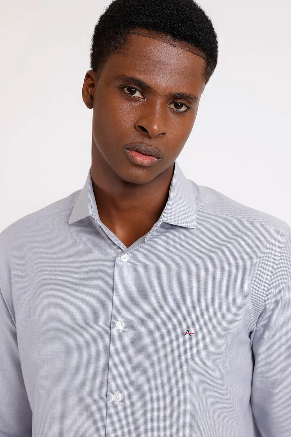 CAMISA REGULAR TRICOLINE MIX MICRO XADREZ BRANCO COM MARINHO