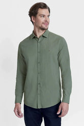 CAMISA SLIM COTTON SLUB VERDE MILITAR
