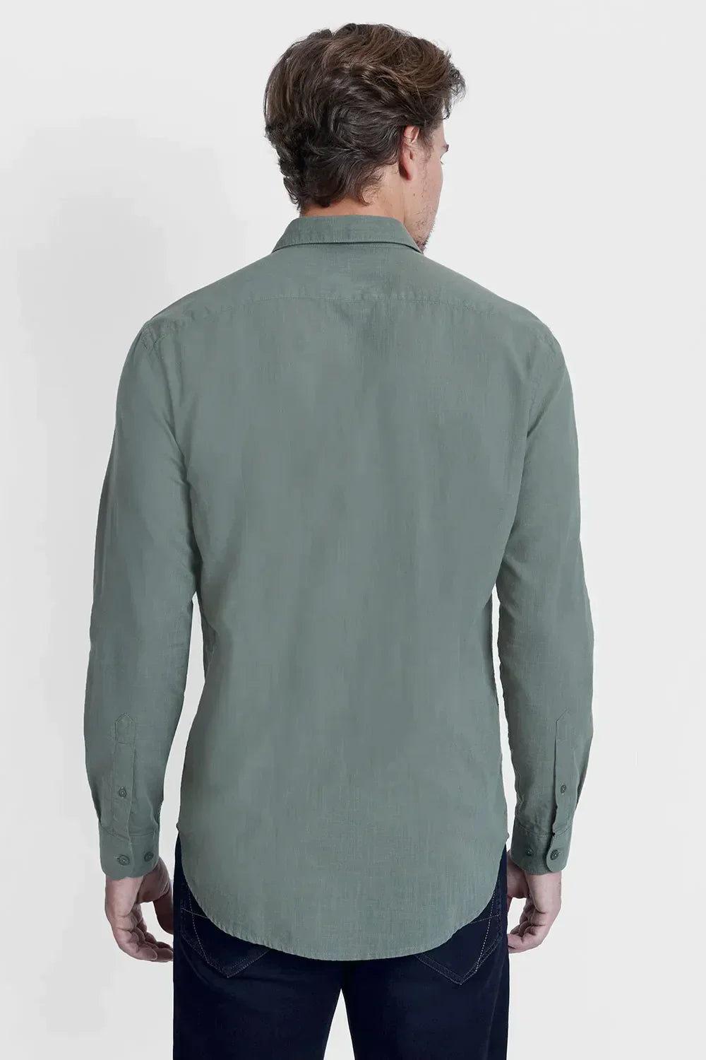 CAMISA SLIM COTTON SLUB VERDE MILITAR