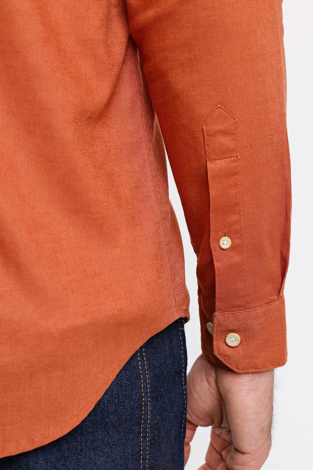 CAMISA REGULAR CAMBRAIA LINHO ALGODÃO TELHA