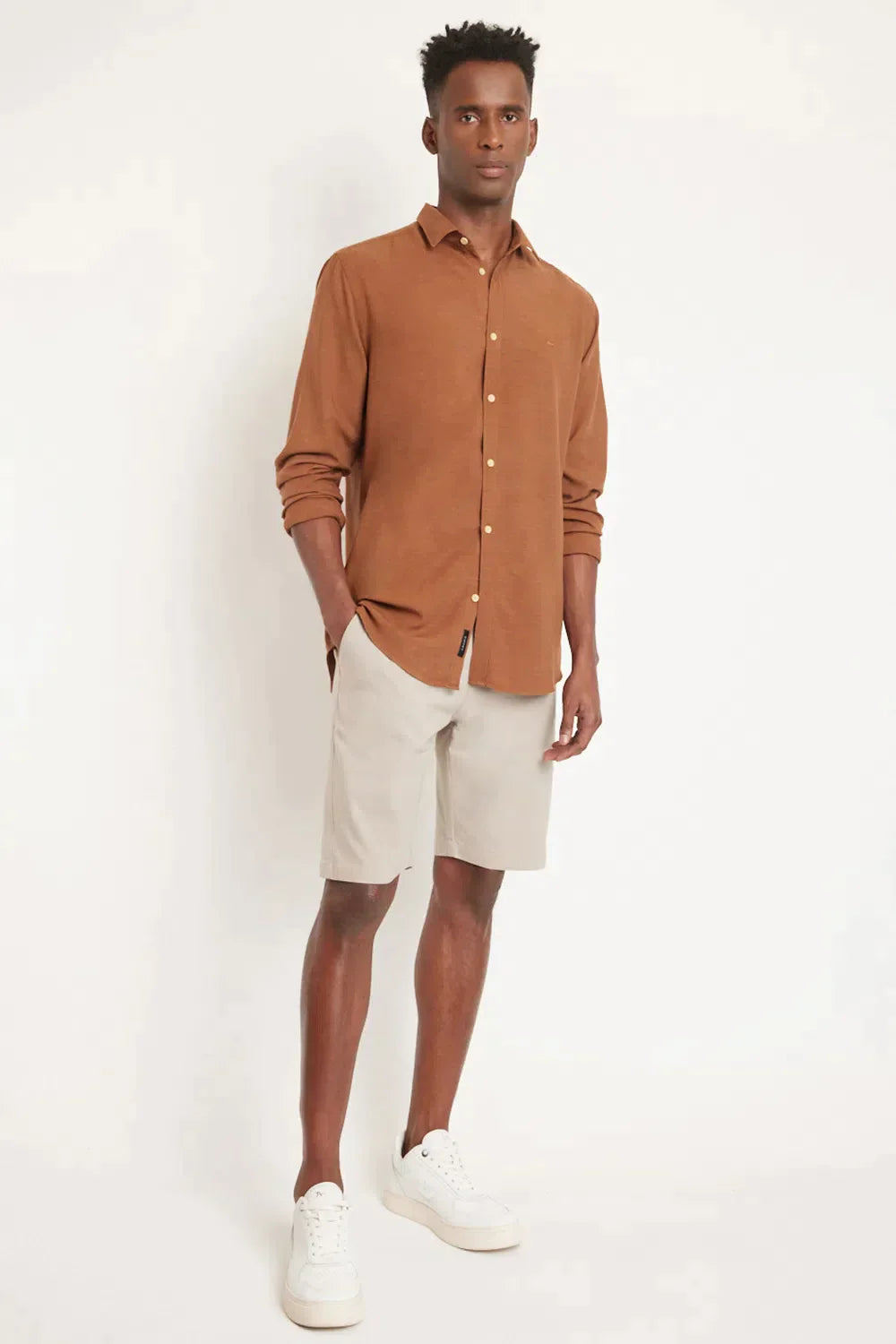 CAMISA SLIM LINEN SLUB CAFE