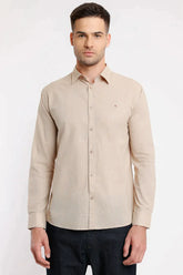 CAMISA SLIM SLUB FLAME CAQUI