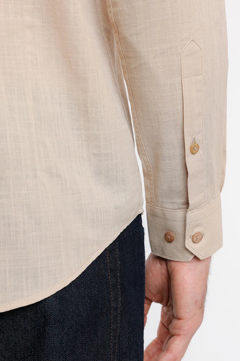 CAMISA SLIM SLUB FLAME CAQUI