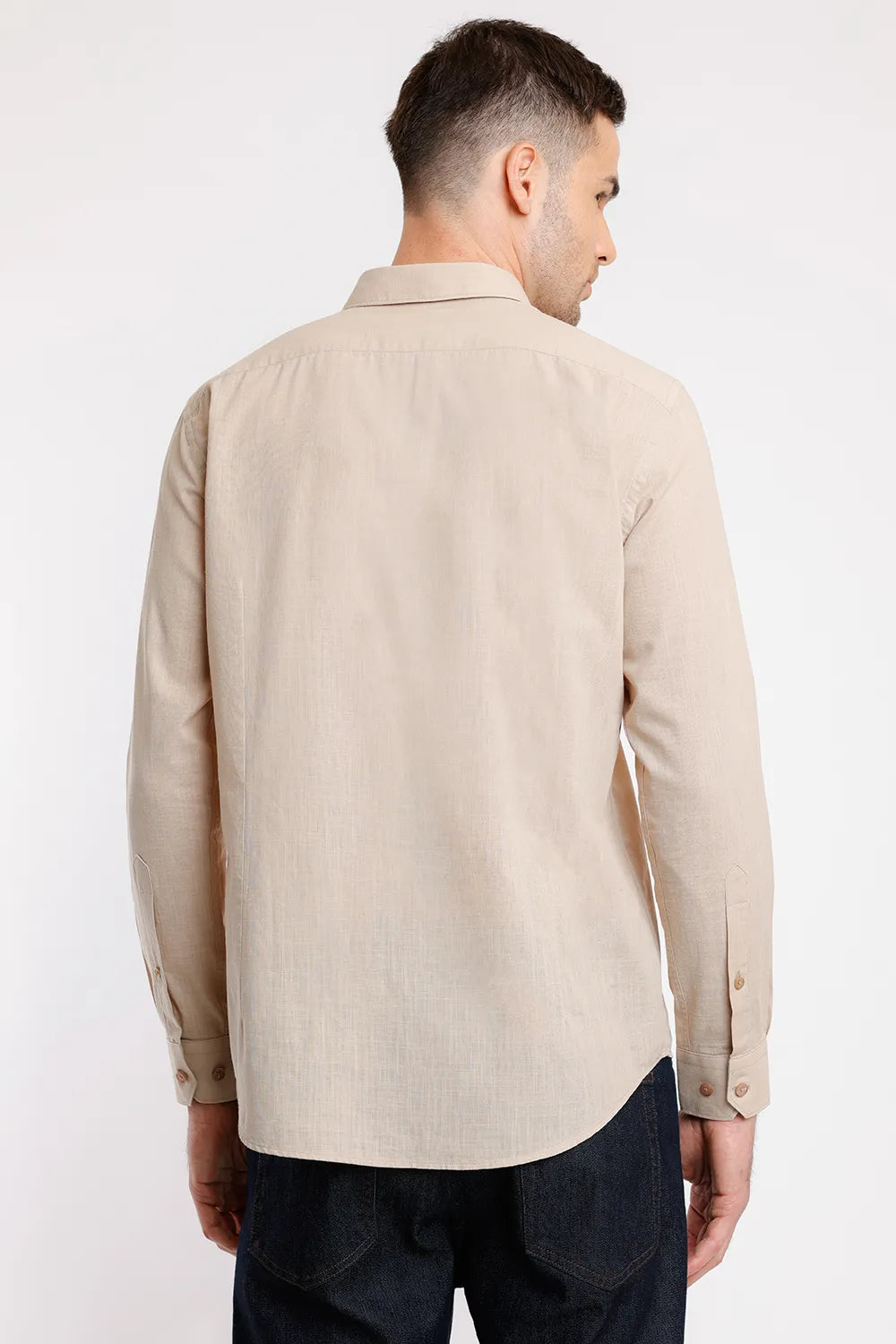 CAMISA SLIM SLUB FLAME CAQUI