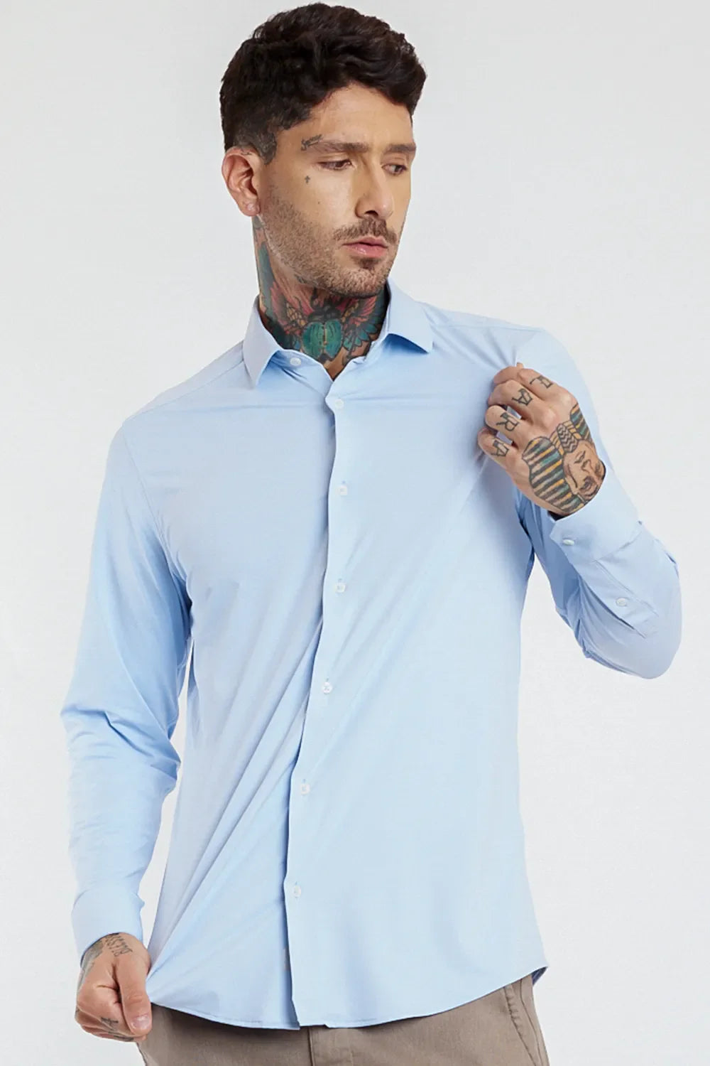 CAMISA SLIM ANATÔMICA R+ LISA AZUL CLARO 112