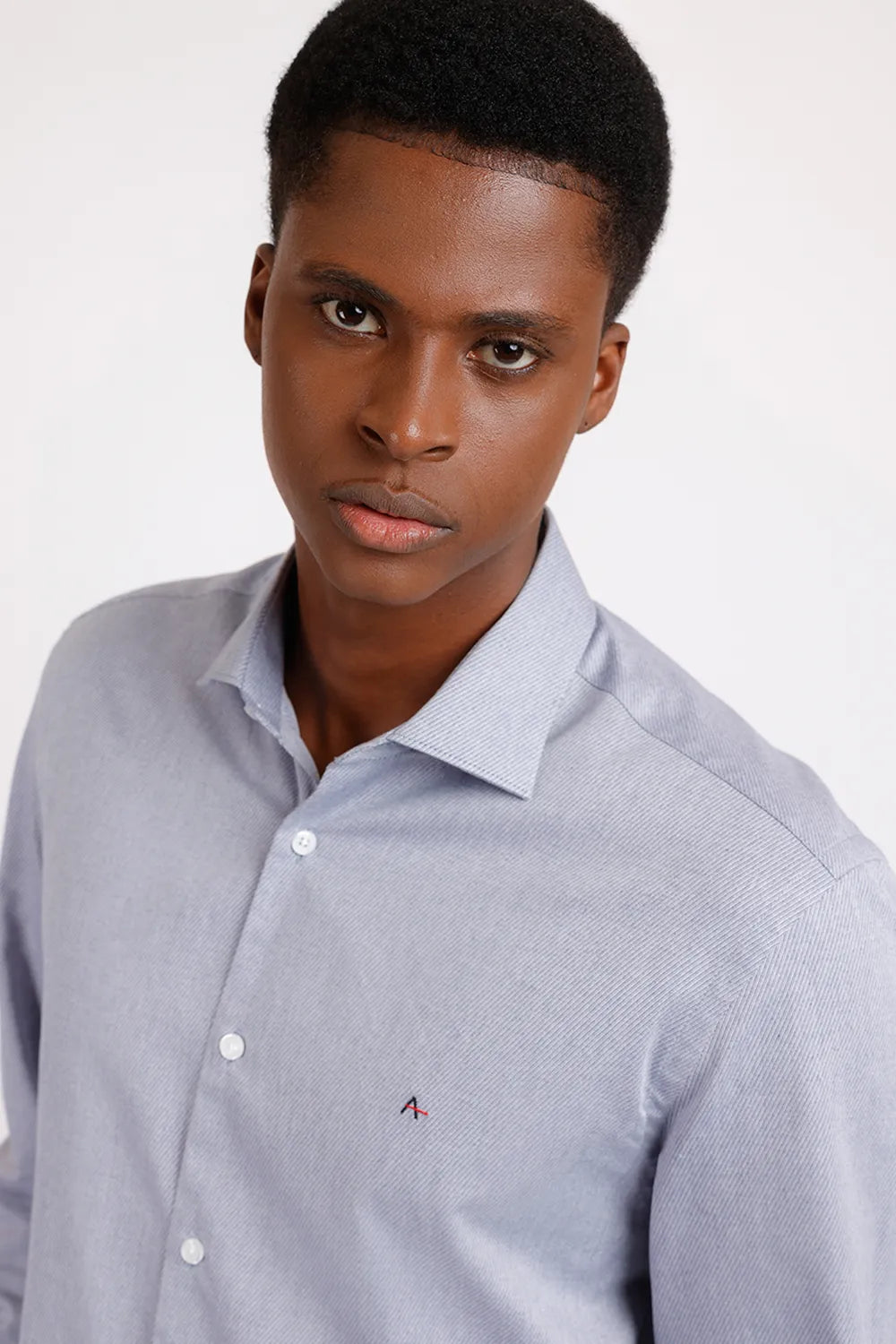 CAMISA SLIM TRICOLINE MAQUINETADA AZUL