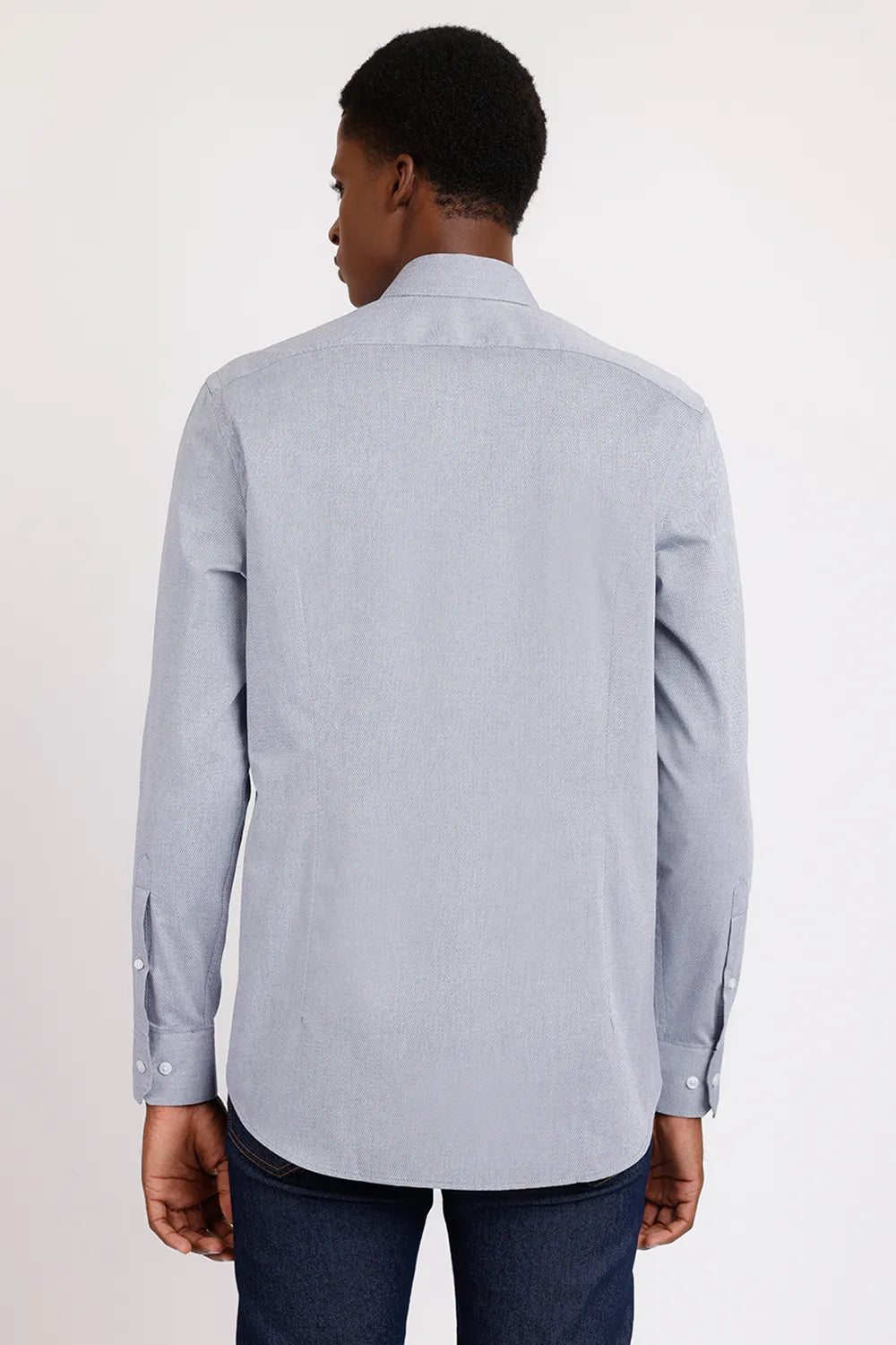 CAMISA SLIM TRICOLINE MAQUINETADA AZUL