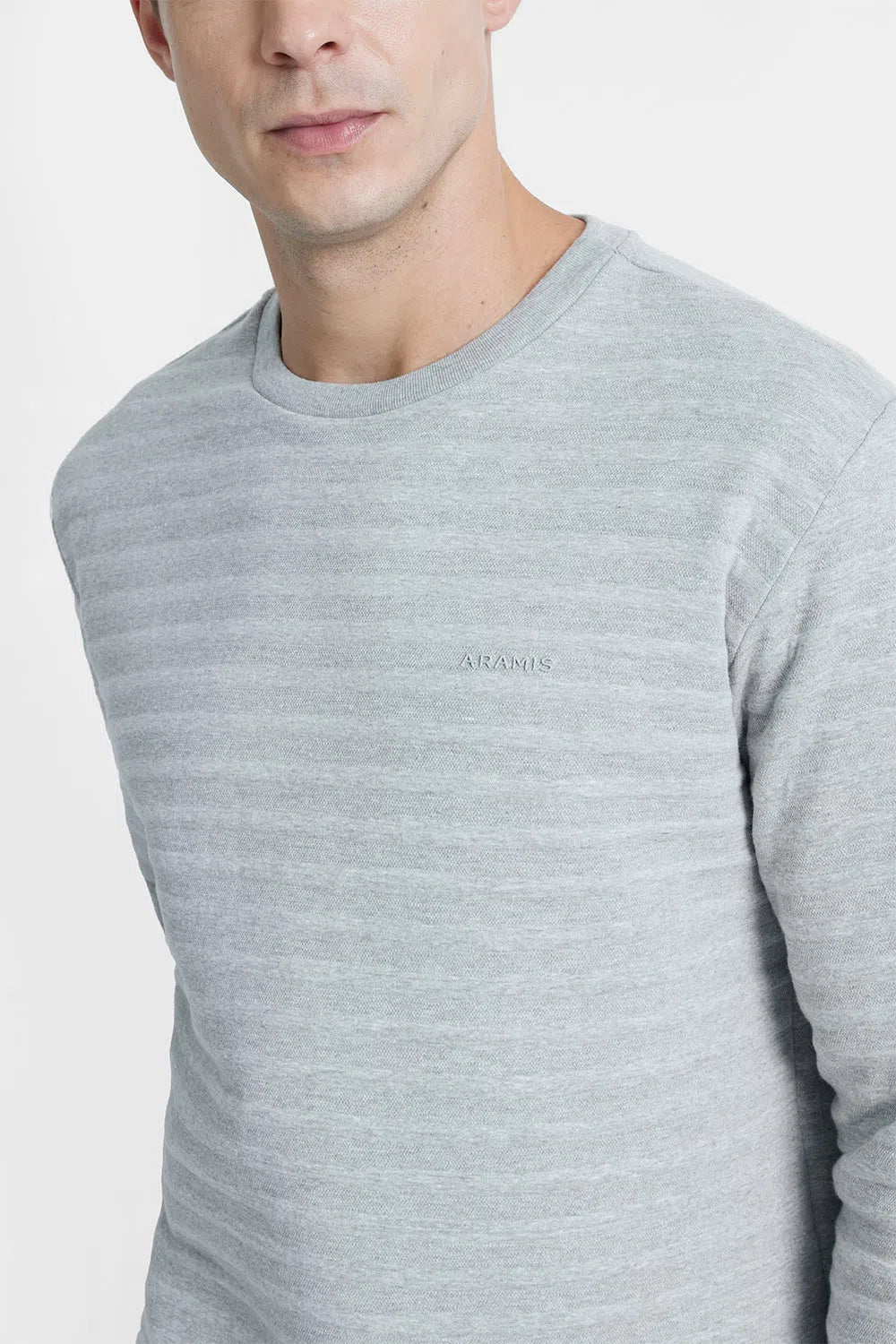 MOLETOM GOLA CARECA MATELASSÊ CINZA MESCLA