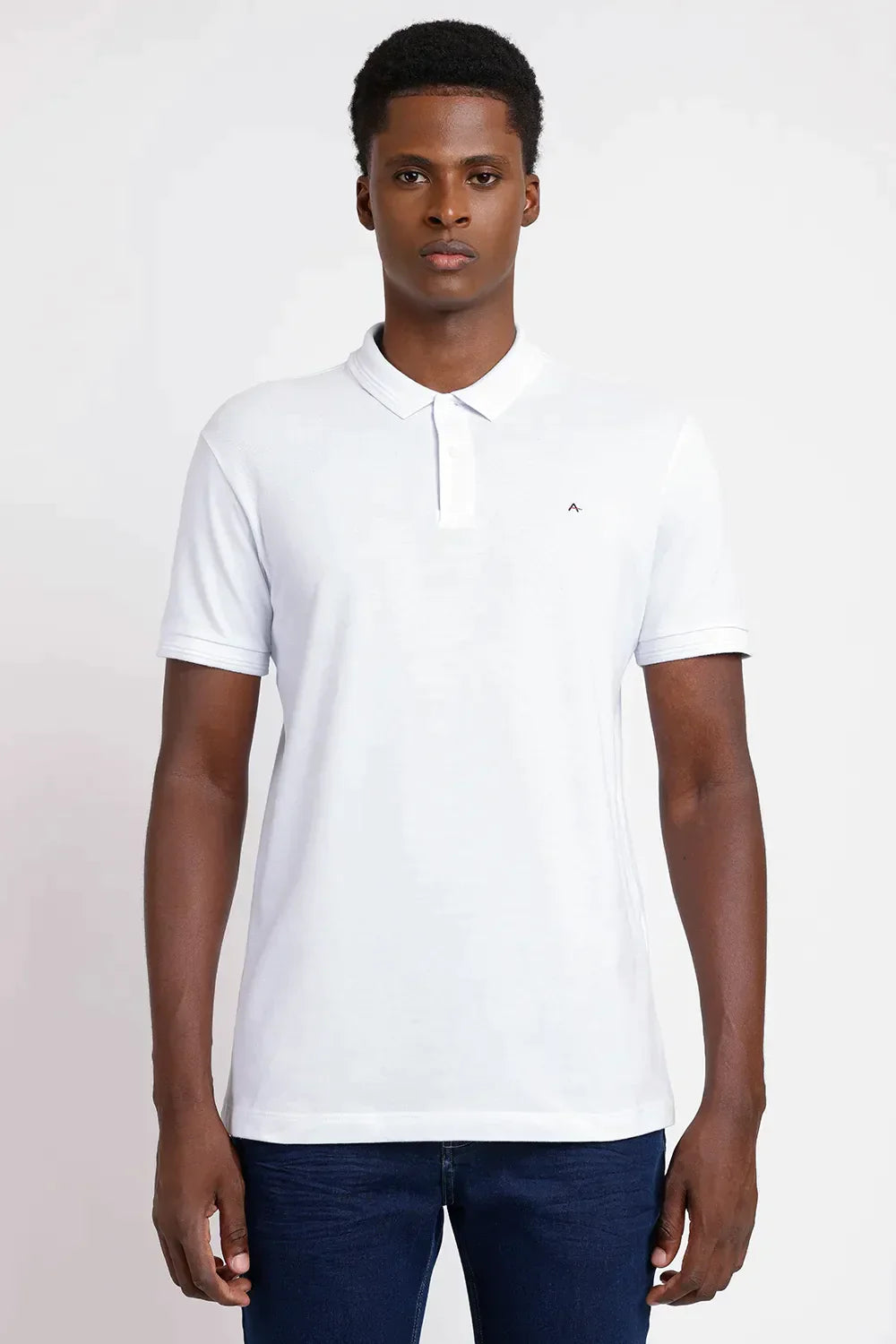 POLO MANGA CURTA FRISO JACQUARD BRANCO