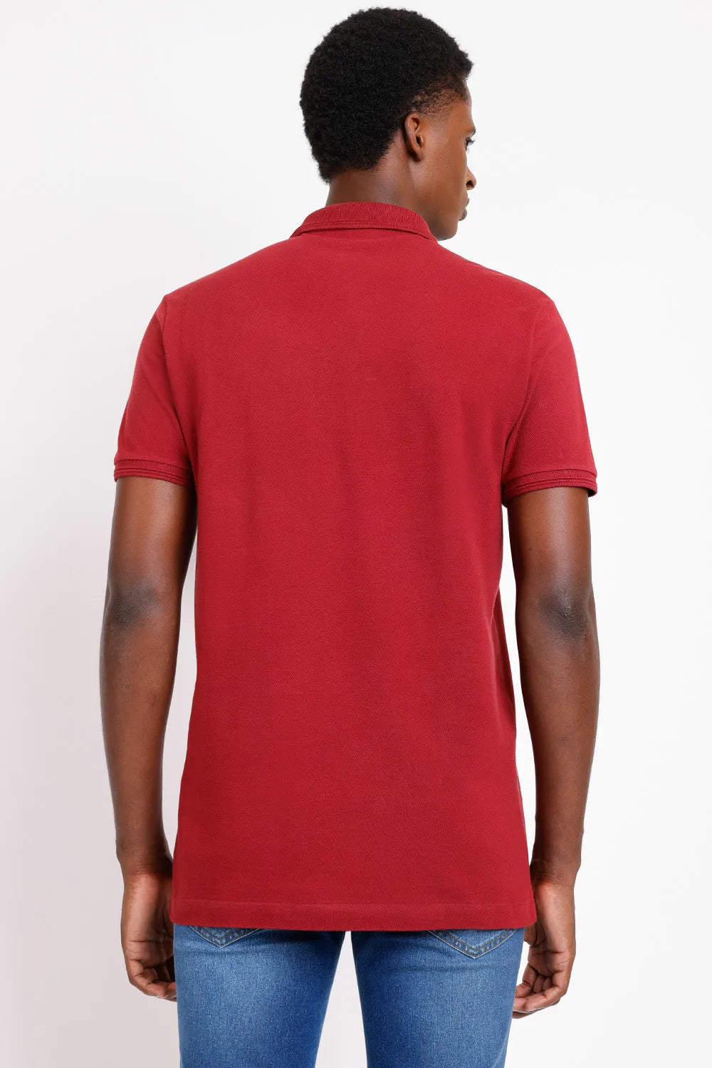 POLO MANGA CURTA FRISO JACQUARD BORDEAUX