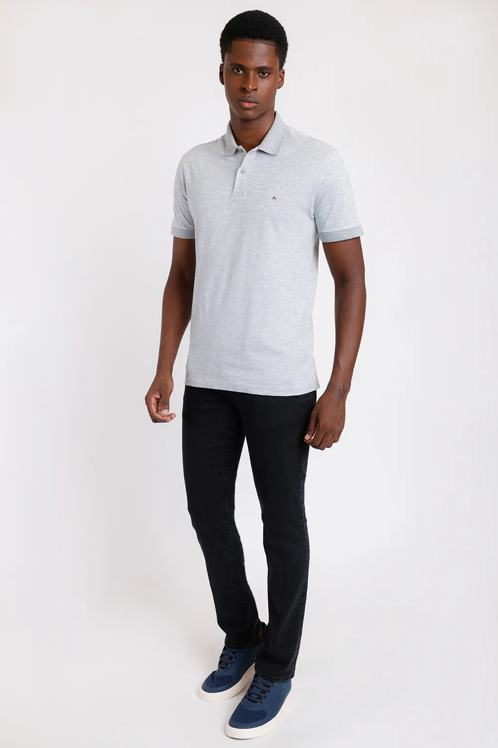 POLO MANGA CURTA FLAME CINZA MESCLA