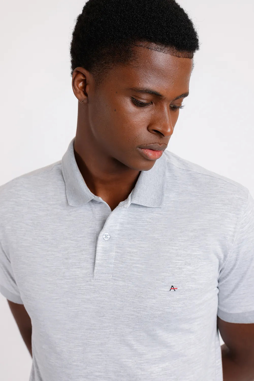 POLO MANGA CURTA FLAME CINZA MESCLA