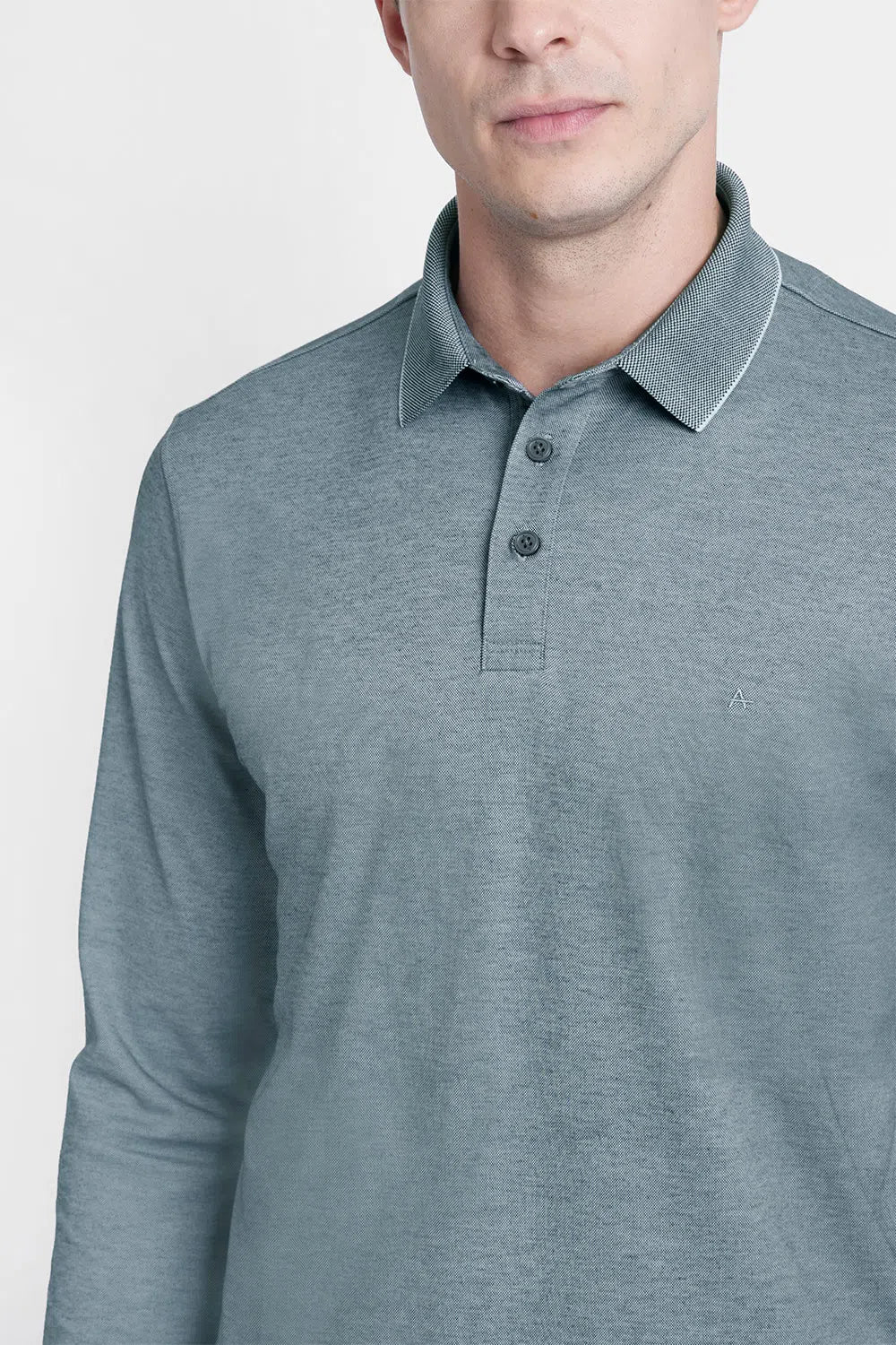 POLO ALGODÃO PIMA TECH MANGA LONGA AZUL CARBONO