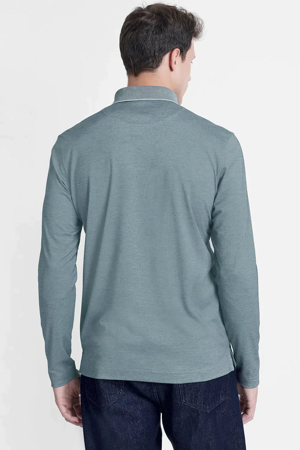 POLO ALGODÃO PIMA TECH MANGA LONGA AZUL CARBONO