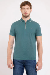 POLO COM ZÍPER ESMERALDA COM CINZA 113