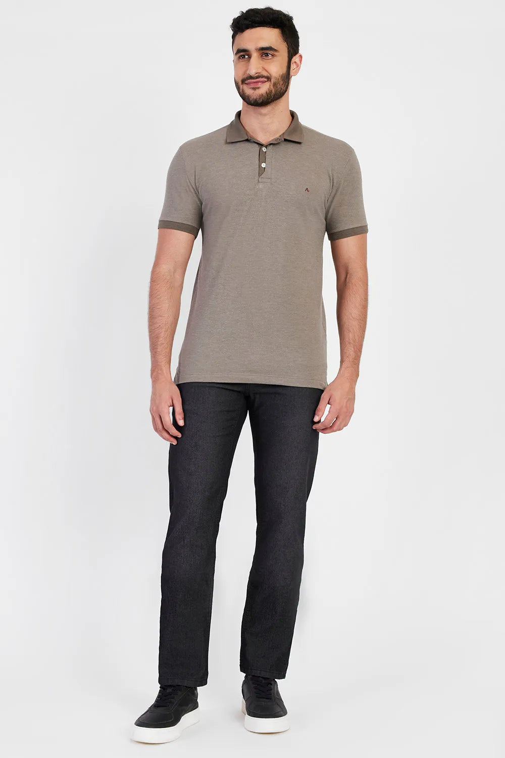 POLO MANGA CURTA PEITILHO DUPLO VERDE MILITAR