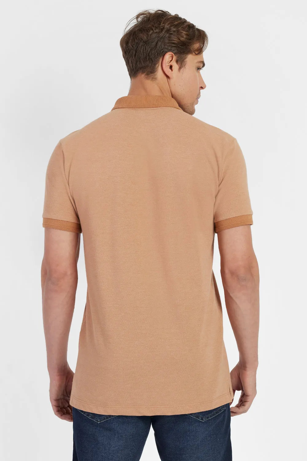 POLO MANGA CURTA PEITILHO DUPLO CARAMELO