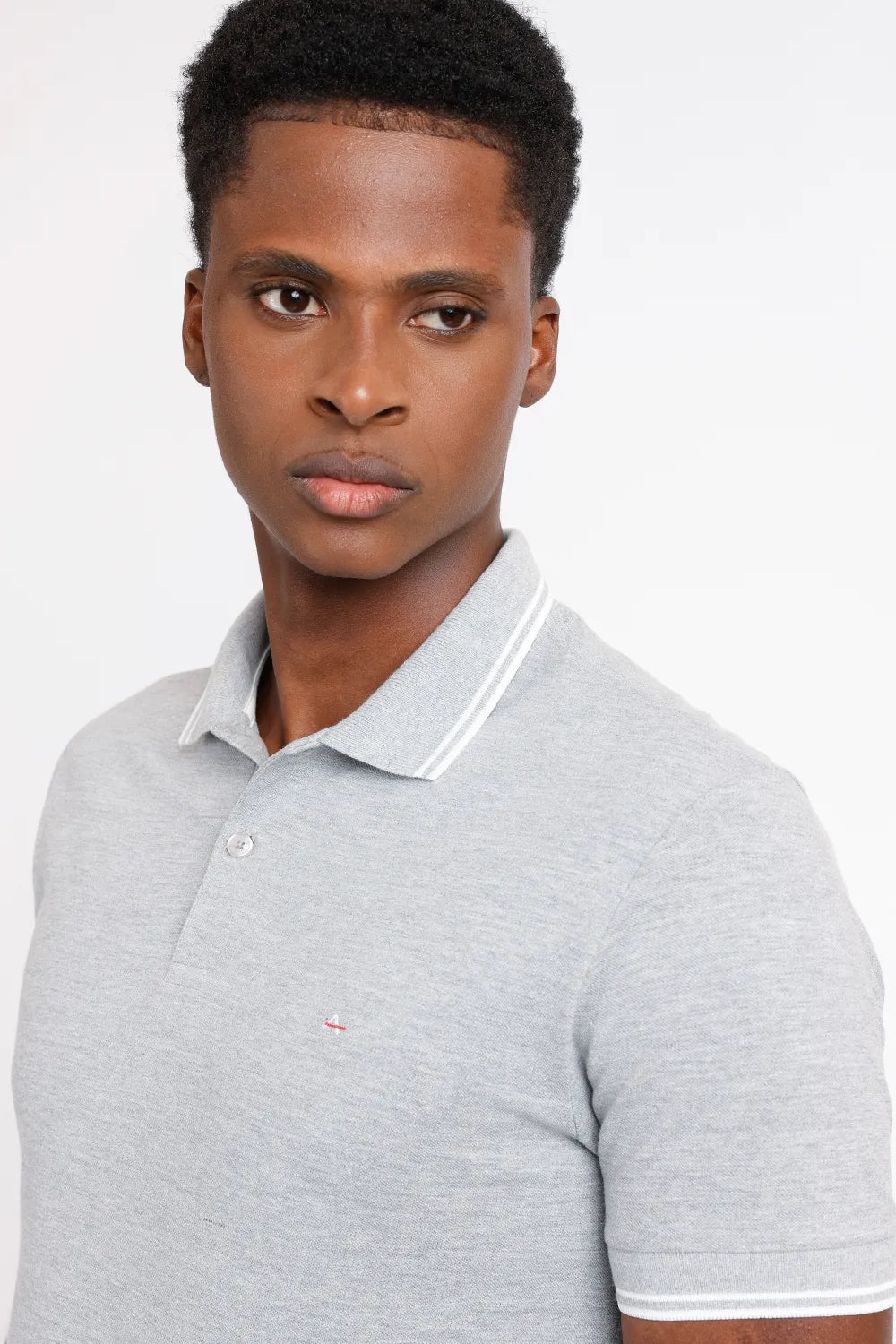 POLO MANGA CURTA FRISO OFF CINZA MESCLA