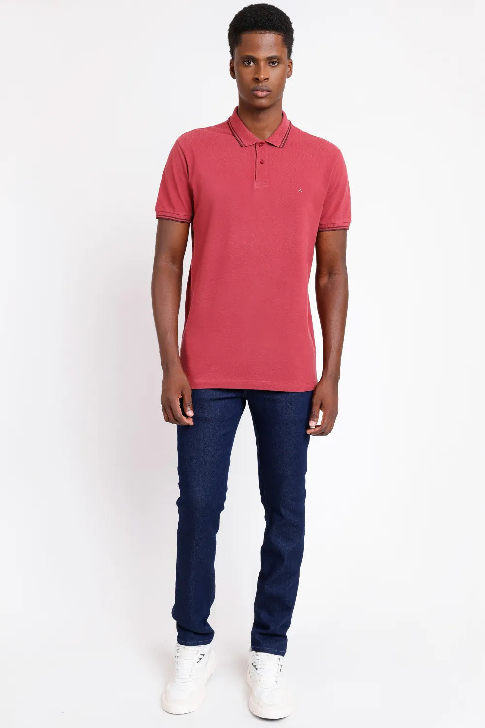 POLO MANGA CURTA FRISO OFF BORDEAUX